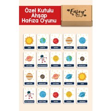 Feyza Design Gezegenler Ahşap Zeka Kartları Uzay Temalı Eşleştirme Oyunu