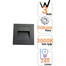 2 Adet Ema Dükkan Koridor Merdiven Aydınlatma Armatürü 3W 3200K Döküm Kasa IP44 240 Lümen 220V