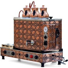 Elmas Çay Kazanı - Üç Demlikli Bakır Çay kazanı