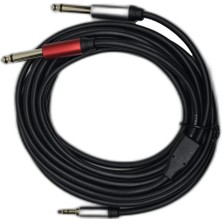 CHESTER 5 Metre 3.5 mm To 2 x 6.35 mm Ses Kablosu - Aux To Çivi Jak Mikser ve Amfi Bağlantı Kablosu