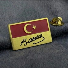 kuyumcudan Bayrak ve K.atatürk Imzalı Gümüş Yaka Rozeti