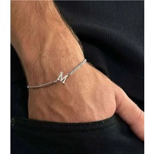 kuyumcudan Harfli Erkek Bileklik 925 Ayar Gümüş