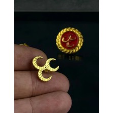 Kuyumcudan Mhp Üç Hilal Yaka Rozeti Altın Renkli Desenli  Aksesuar