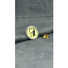 kuyumcudan Atatürk Rozet Taşlı 925 Ayar Gümüş