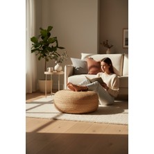 Akayev Nature Hasır Jüt Büyük Yuvarlak Yassı Puf 60X20 cm