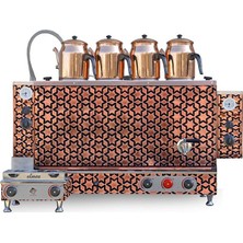 Elmas Çay Kazanı - Dört Demlikli Bakır Çay kazanı