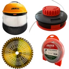 İmaya Benzinli Tırpan Malzeme Set - Maske/çelik Misina/otomatik Başlık/japon 44 Diş Testere