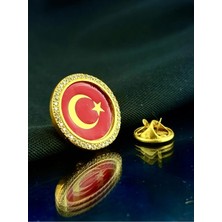 kuyumcudan Taşlı Bayrak Rozet ( 925 Ayar Gümüş )