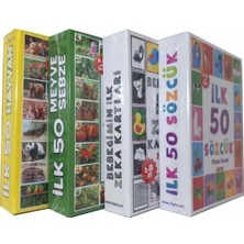 Feyza Design 4'lü Eğitim Seti - Ilk 50 Sözcük, Meyveler, Hayvanlar ve Zeka Kartları