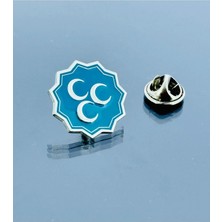 kuyumcudan Üç Hilal Rozet 925 Ayar Gümüş Turkuaz Mavi