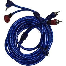 CHESTER 5 Metre 2 Rca To 2 Rca Oto Amfi Kablosu - Şeffaf Mavi Ses Aktarım Kablosu - Kırmızı Mavi Tos Fiş