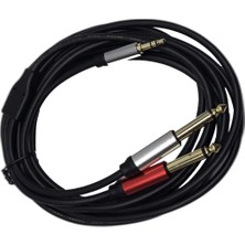 CHESTER 3 Metre 3.5 mm To 2 x 6.35 mm Ses Kablosu - Aux To Çivi Jak Mikser ve Amfi Bağlantı Kablosu