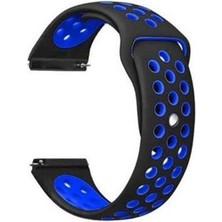 Gpack Samsung Galaxy Watch Gear S3 20MM Kordon Kayış Delikli Silikon 20/nkn Siyah - Mavi