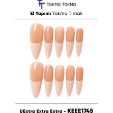 Takma Takma 10'lu Ten Extra KEEE1745 Tekrar Kullanılabilir El Yapımı Protez Takma Tırnak - Ten Rengi-L