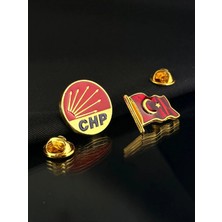 kuyumcudan Chp Rozeti Bayrak Rozeti Ikili Set