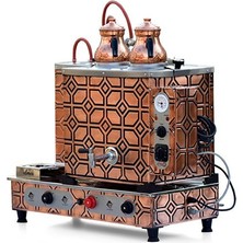 Elmas Çay Kazanı - Iki Demlikli Bakır Çay kazanı