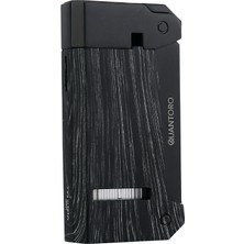 Quantoro Tek Torch Pürmüz Delicili Siyah Ahşap Desenli Metal Puro Çakmağı