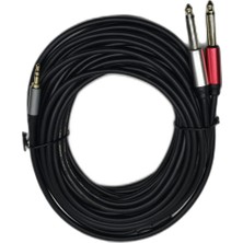 CHESTER 10 Metre 3.5 mm To 2 x 6.35 mm Ses Kablosu - Aux To Çivi Jak Mikser ve Amfi Bağlantı Kablosu