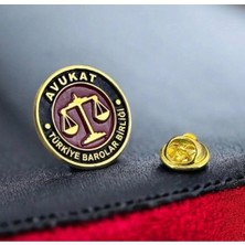 kuyumcudan Avukat Rozeti -24 Ayar Altın Kaplama (925 Ayar Gümüş )