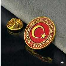 kuyumcudan Ayyıldız Kırmızı Isimli Gümüş Yaka Rozeti