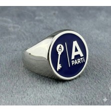 kuyumcudan Anahtar Parti Logolu Gümüş Erkek Yüzük