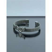 kuyumcudan Uzman Çavuş Gümüş Logolu Çelik Bileklik