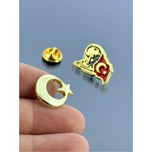 kuyumcudan Ay Yıldız Rozet ve Atatürk Rozet Ikili Set