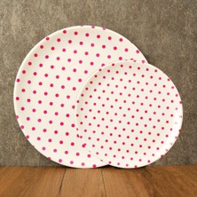 Gültaş Melamin 6 Küçük (17,5 Cm) + 6 Büyük (25 Cm) Melamin Pasta Tabağı Desen : Pembe Puantiye