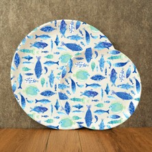 Gültaş Melamin 6 Küçük (17,5 Cm) + 6 Büyük (25 Cm) Melamin Pasta Tabağı Desen : Balık