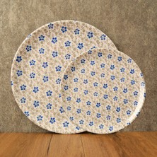 Gültaş Melamin 6 Küçük (17,5 Cm) + 6 Büyük (25 Cm) Melamin Pasta Tabağı Desen : Bahar Mavi