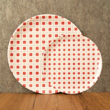 Gültaş Melamin 6 Küçük (17,5 Cm) + 6 Büyük (25 Cm) Melamin Pasta Tabağı Desen : Granit Kırmızı