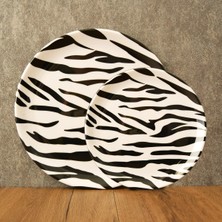Gültaş Melamin 6 Küçük (17,5 Cm) + 6 Büyük (25 Cm) Melamin Pasta Tabağı Desen : Siyah Zebra