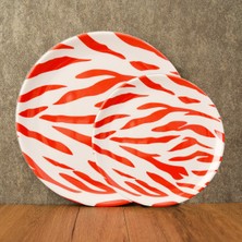 Gültaş Melamin 6 Küçük (17,5 Cm) + 6 Büyük (25 Cm) Melamin Pasta Tabağı Desen : Kırmızı Zebra