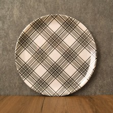 Gültaş Melamin 25 cm Melamin Büyük Pasta Tabağı 12 Adet Desen : Ekose