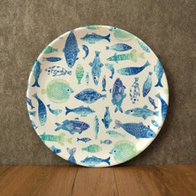 Gültaş Melamin 25 cm Melamin Büyük Pasta Tabağı 12 Adet Desen : Balık