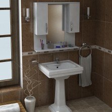 Dekorister Tiger Aynalı Banyo Etajer Beyaz