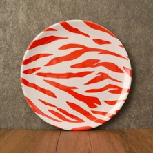 Gültaş Melamin 25 cm Melamin Büyük Pasta Tabağı 12 Adet Desen : Kırmızı Zebra