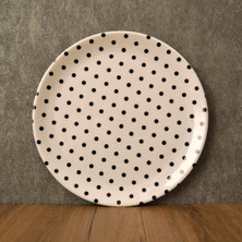 Gültaş Melamin 17,5 cm Melamin Büyük Pasta Tabağı 12 Adet Desen : Siyah Puantiye