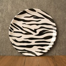Gültaş Melamin 17,5 cm Melamin Büyük Pasta Tabağı 12 Adet Desen : Siyah Zebra