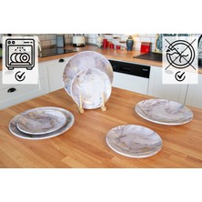 Gültaş Melamin 4 Kişilik 8 Parça Melamin Kırılmaz Servis Tabağı Desen : Mermer