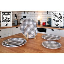 Gültaş Melamin 4 Kişilik 8 Parça Melamin Kırılmaz Servis Tabağı Desen : Ekose