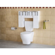 Dekorister Geronimo Beyaz Klozet Üstü Dolap - Kapaklı Raflı Çok Amaçlı Banyo Düzenleyici
