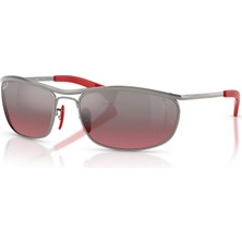 Ray-Ban Rb 3819M F0017A 62 Scuderia Ferrari Unisex Polarize Oval Gri Aynalı Metal Güneş Gözlüğü