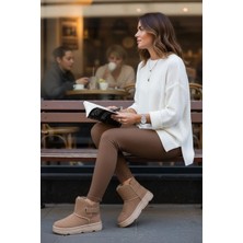 Bambi Vizon Hakiki Deri Kadın Bot & Bootie K02748100702