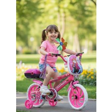 Feyza Design Çocuk Bisikleti 15 Jant Pembe Dolgu Teker LED Işık Çantalı Püsküllü