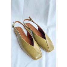 Nil Shoes Miya Yağ Yeşili Cilt Babet