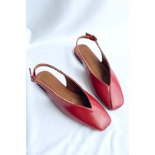 Nil Shoes Miya Kırmızı Cilt Babet