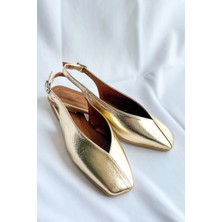 Nil Shoes Miya Altın Cilt Babet