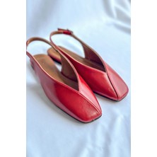Nil Shoes Miya Kırmızı Cilt Babet
