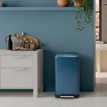 5Five Ariane Metal Pedallı 30 L Petrol Mavisi Çöp Kovası - Soft Close Kapaklı, İç Kovalı, Geniş Pedallı